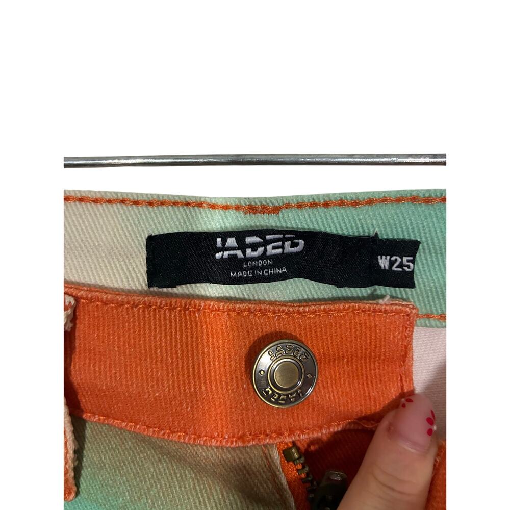 Jaded London Orange TieDye Flare Jeans Hippie Western Costume Coachella 25 - Picture 3 of 5